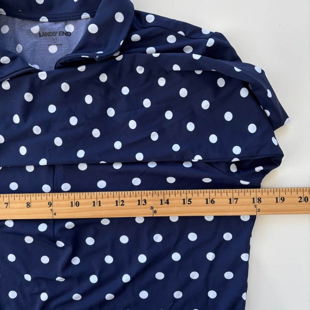 Lands' End Women's Navy Blue White Polka Dot Long Sleeve Tunic Rash Guard SMALL - Picture 6 of 7